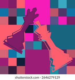 Colorful chess board. Chess board background. Chess board illustration. Chess figure illustration