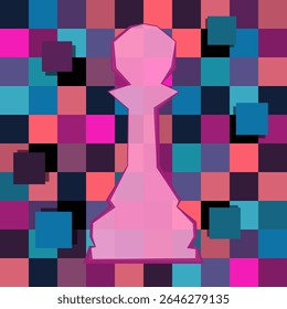 Colorful chess board. Chess board background. Chess board illustration. Chess figure illustration