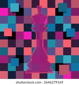 Colorful chess board. Chess board background. Chess board illustration. Chess figure illustration