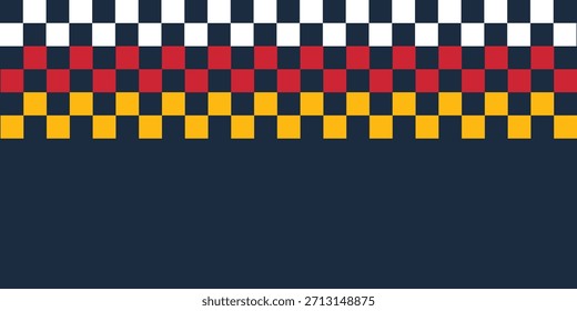 Colorful chess board square pattern background. Racing flags yellow, red and white color