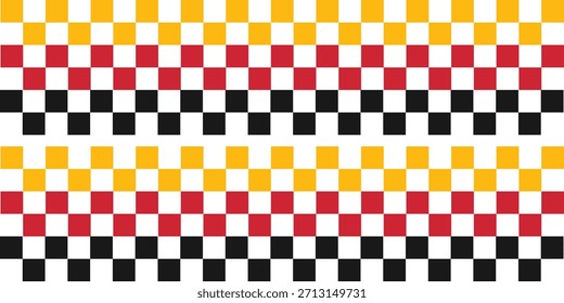 Colorful chess board square pattern background. Racing flags yellow, red and black colors. germany stripe