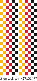 Colorful chess board square pattern background. Racing flags yellow, red and black colors. germany stripe