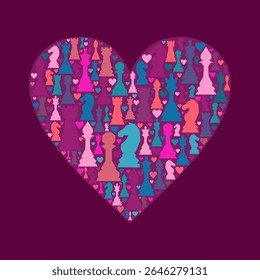 Colorful chess concept. Chess figures background. Chess day concept. Chess toranament poster
