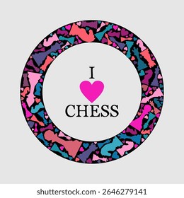 Colorful chess concept. Chess figures background. Chess day concept. Chess toranament poster