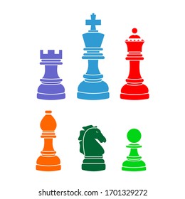 Colorful Chess Lines In Flat Style Vectors For Applications, Websites. Icon Illustration.