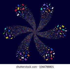 Colorful Chess Strategy spiral spin on a dark background. Impressive twirl done from scattered chess strategy objects.