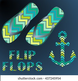 Colorful  chevron frame flip flops decor pattern background