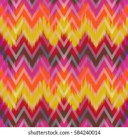 Colorful chevron ornament tradition stylish ornament Zig zag ikat seamless pattern