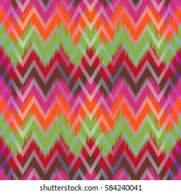 Colorful chevron ornament tradition stylish ornament Zig zag ikat seamless pattern