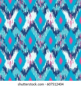 Colorful chevron ornament tradition stylish ornament Zig zag ikat seamless pattern