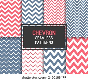 Colorful Chevron Seamless Pattern Background Set Vector Illustration