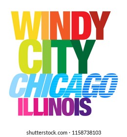 Colorful Chicago typography design with striped look , Vector T-Shirt graphics,