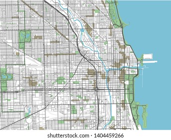 Colorful Chicago vector city map.