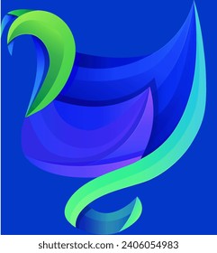 colorful chicken logo in abstract style on multicolored background