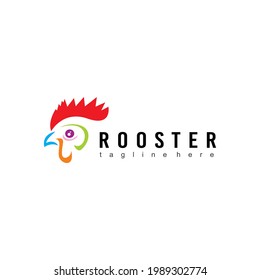 Colorful chicken logo design template