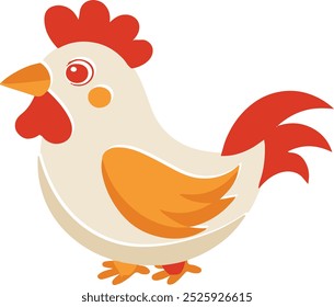 Diseño de dibujos animados de aves de corral de granja de Ilustración vectorial de pollo colorido