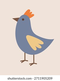 Colorful Chicken Vector Illustration with Simple Design. Cute vector illustration of a colorful chicken with a vibrant, minimalist design.