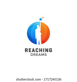 Colorful Child Reaching Star logo vector, Education logo designs template, design concept, logo, logotype element for template