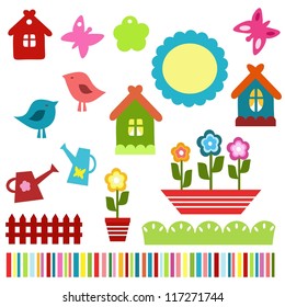 Colorful child scrapbook elements, vector illustration