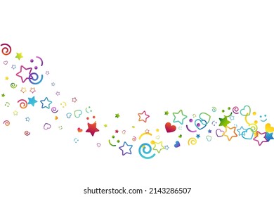 Colorful childhood fun letters and symbols confetti. Kids creative rainbow vector illustration.