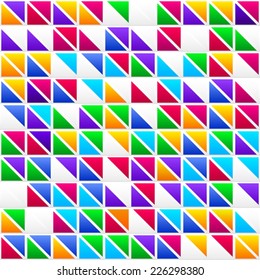 Colorful childish rainbow colored triangles, seamless vector pattern