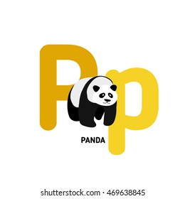 Colorful children alphabet letter with illustration of panda