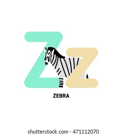 Colorful children alphabet letters with different illustrations