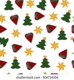 colorful children Christmas background with Christmas elements. Pattern for gift wrapping or scrapbook. Christmas symbols on a white background. Baby vector illustration