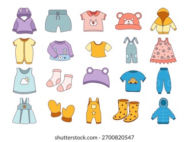 Colorful Children Clothes Element Set