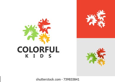 Colorful Children Hand Logo Template Design