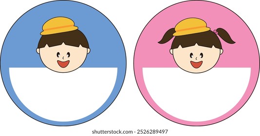 colorful children icon nametag illustration