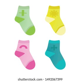 Colorful children socks set. vector illustration