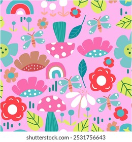 colorful children's background flowers delicate pastel colors