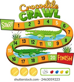 Colorful children's board game with crocodiles