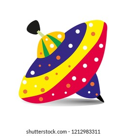 Colorful children's toy Yula, with a polka dot pattern, on a white background, vector