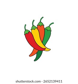 Colorful chili pepper bunch bold veggie artwork Vector illustration