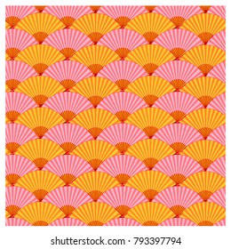 Colorful chinese fan seamless pattern. Vector illustration.