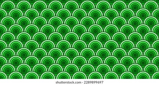 Colorful Chinese and Japanese seamless pattern. Traditional asian ornament, oriental New Year decoration. Modern green background, geometric texture with waves. Vector illustration