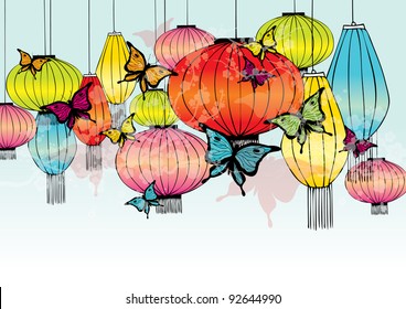 colorful chinese lantern vector/illustration