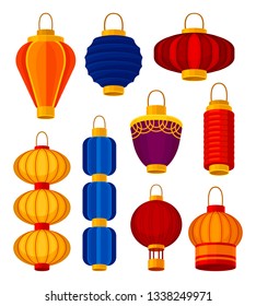 Colorful chinese lanterns. Design element and Asian traditions.