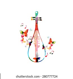 Colorful Chinese lute design