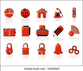 colorful Chinese Web Site & Internet icon set, VECTOR