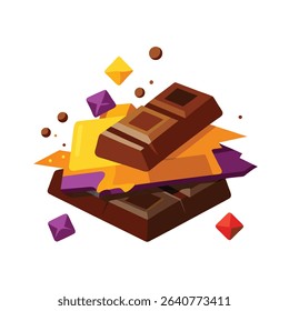Colorful Chocolate Bars Stacked with Geometric Gems