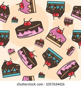 colorful chocolate cake seamless pattern background