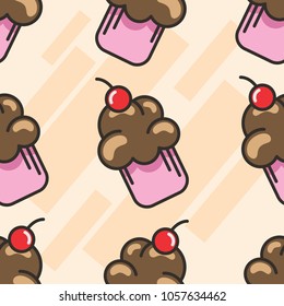colorful chocolate cake seamless pattern background