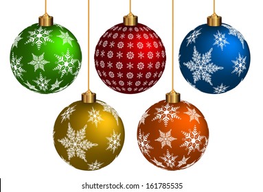 Colorful Chrismas Ball On White Background. Vector Format