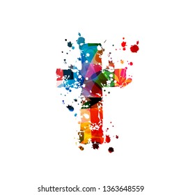 Colorful christian cross isolated vector illustration. Religion themed background. Design for crucifix cross, Christianity, prayer