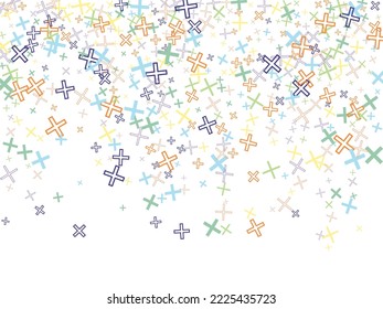 Colorful christian cross isolated vector illustration. Reject cross symbols are scattered into cycle mosaic structure. 