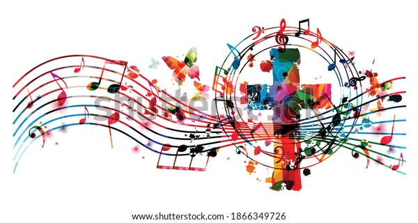 Colorful\
christian cross with musical notes isolated vector illustration.\
Religion themed background. Design for gospel church music, choir\
singing, concert, festival, Christianity,\
prayer