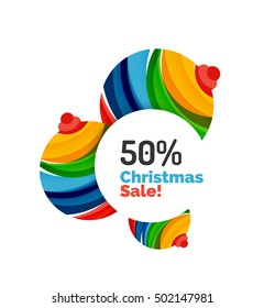 Colorful Christmas abstract banner design with bubbles. Vector